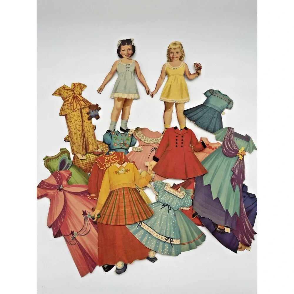 Vtg  Sue &‎ Susie Paperdolls + 24 Pc Lot Clothes Accessories Hats